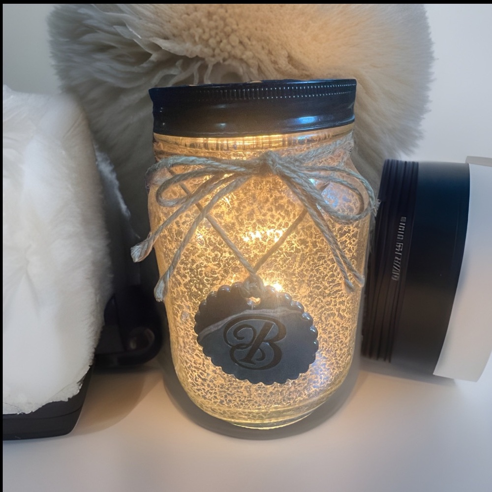 Kirkland's Mercury Glass Jar Nightlight With Decorative Initial "B"